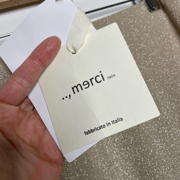 ..,merci italia | NWT Split Hem Pull on Trousers Metallic Lurex Beige IT40/US4 - Picture 8 of 9